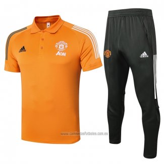 Conjunto Polo Manchester United 2020-2021 Naranja